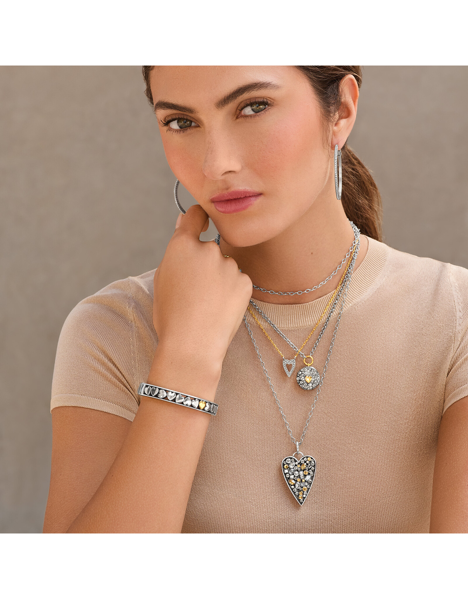 Brighton Brighton JF0366 Mystery of Love Gold Heart Hinged Bangle