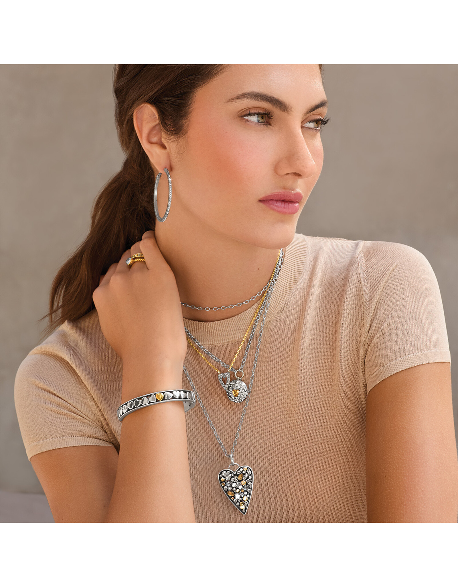 Brighton Brighton JF0366 Mystery of Love Gold Heart Hinged Bangle