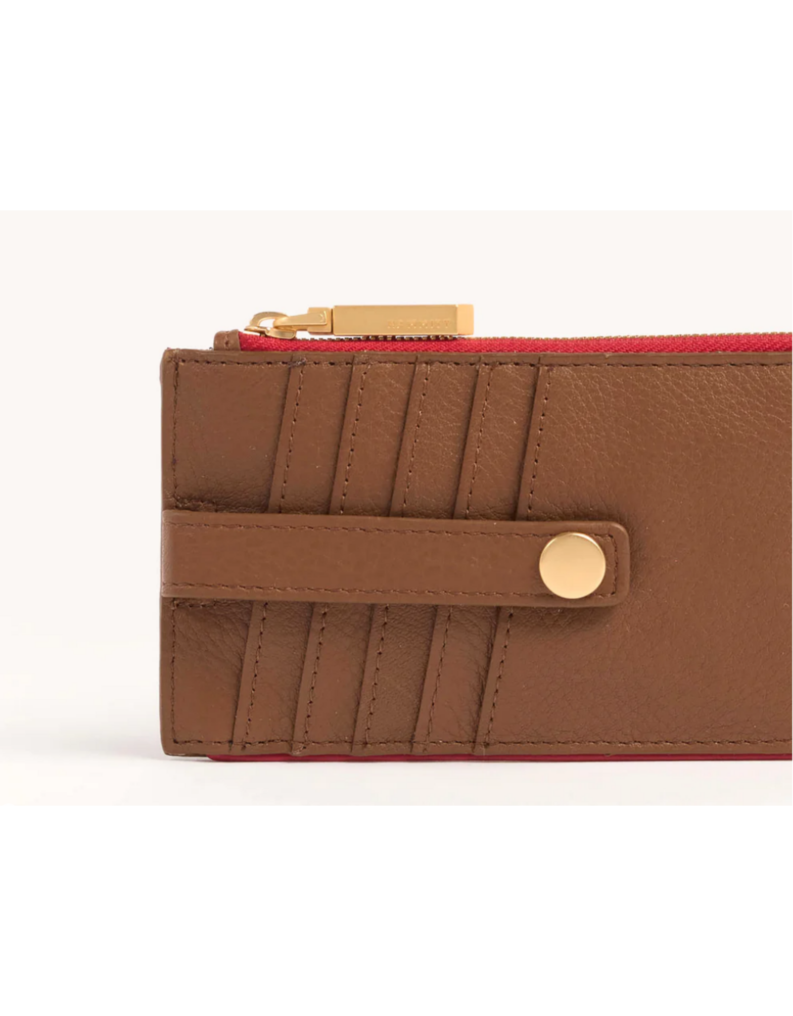 Hammitt Hammitt 210 West Mahogany Pebble Brushed Gold Red Zip