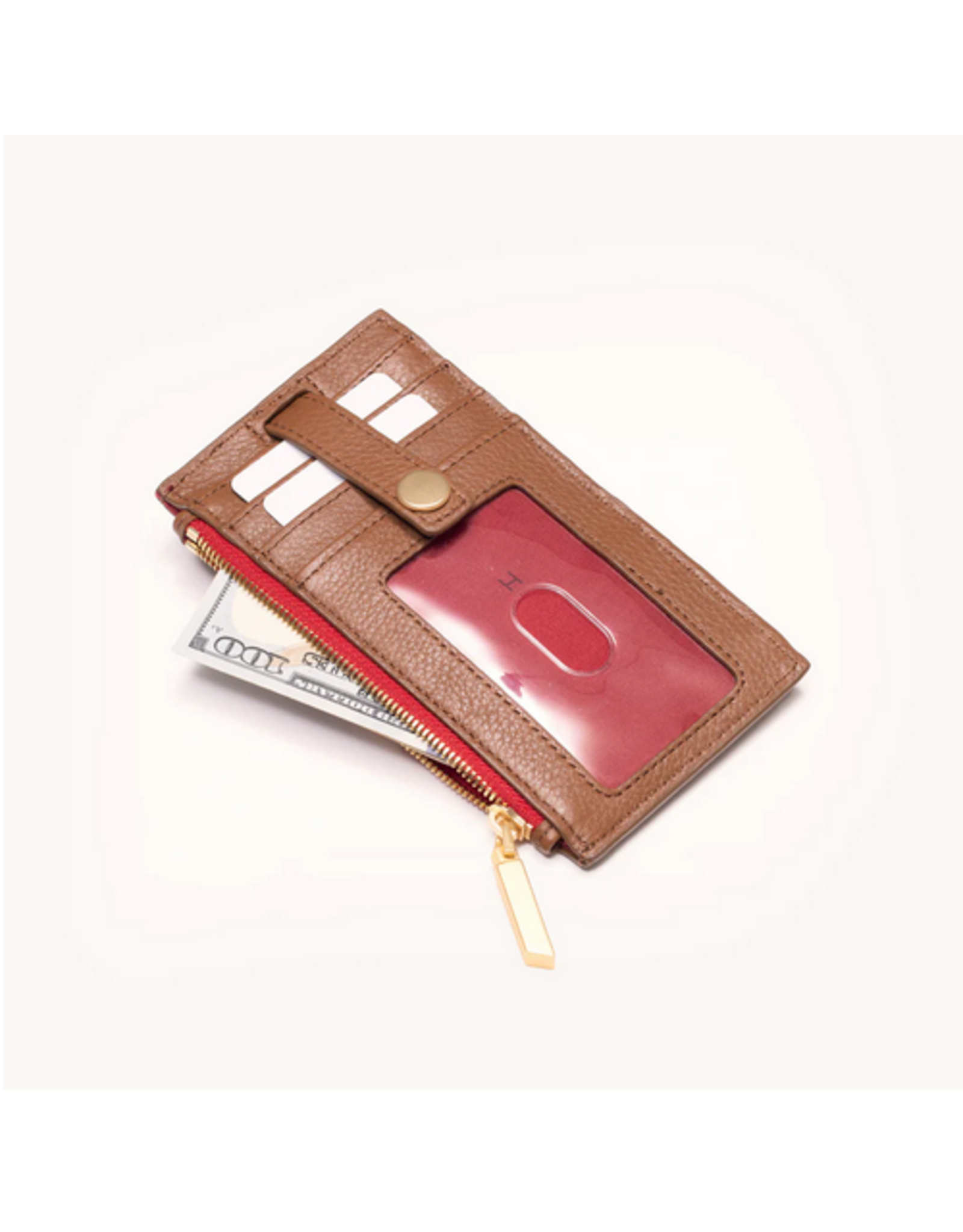 Hammitt Hammitt 210 West Mahogany Pebble Brushed Gold Red Zip