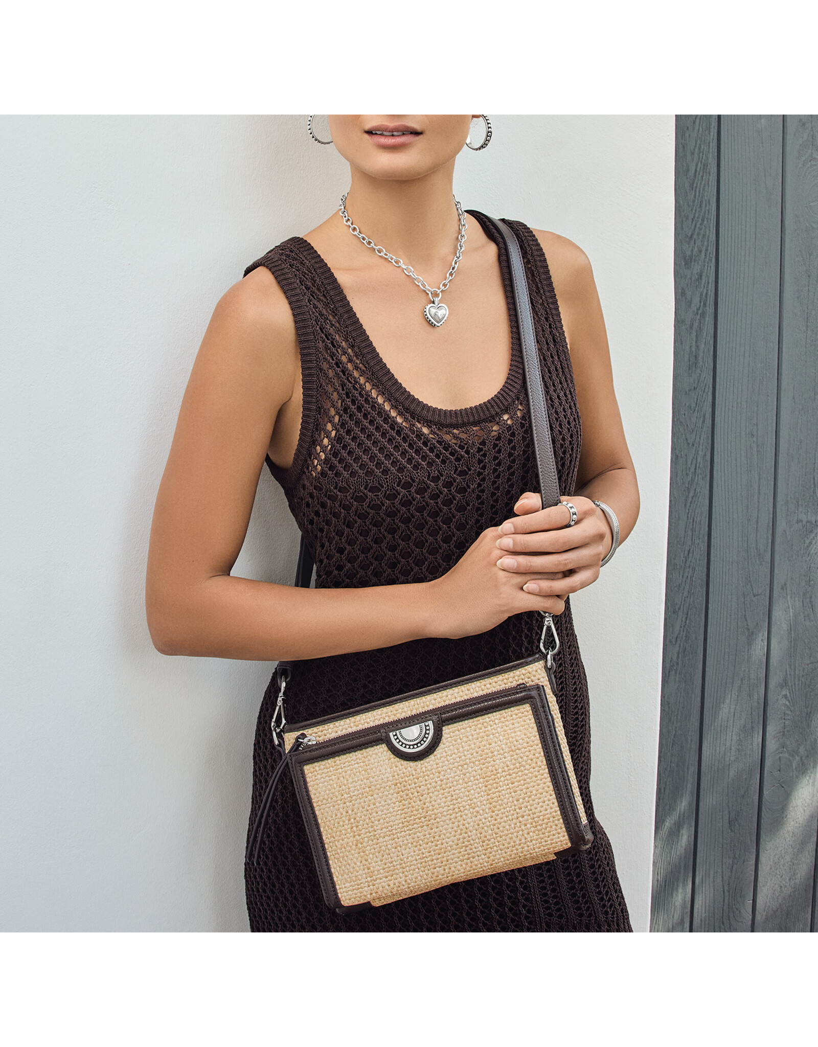 Brighton Brighton H73788 Natural Cocoa Jordyn Straw Crossbody