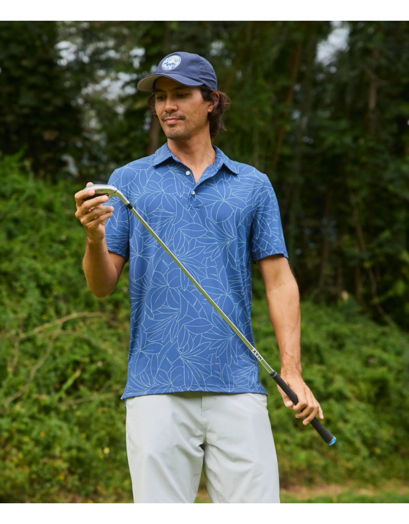Reyn Spooner Reyn M700735226 Botanic Bliss Navy Performance Polo