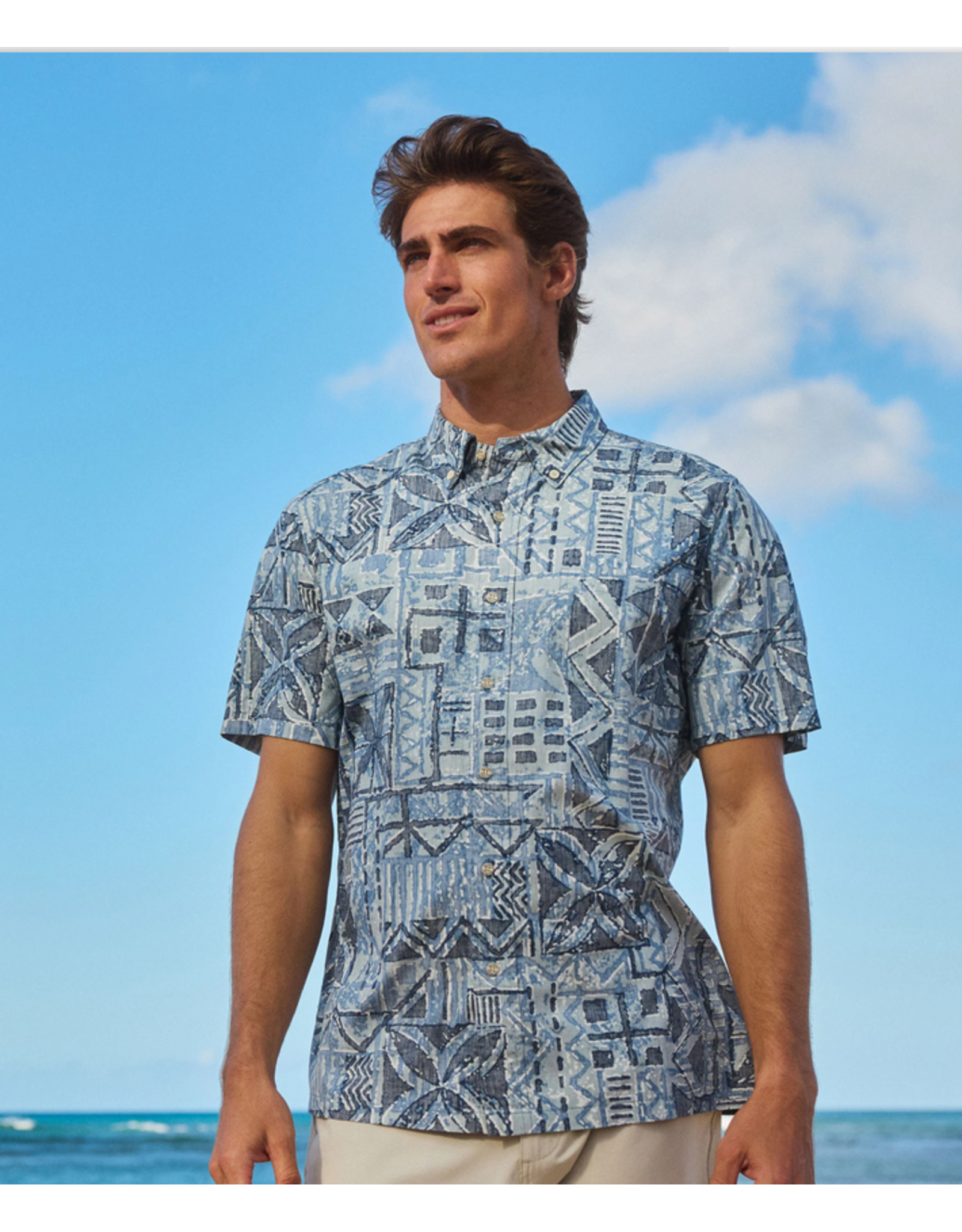 Reyn Spooner Reyn M705112526 Hawaiian Tapa Button Front