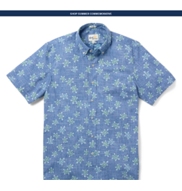Reyn Spooner Reyn M698812526 Honu Holoholo Riviera Blue Button Front