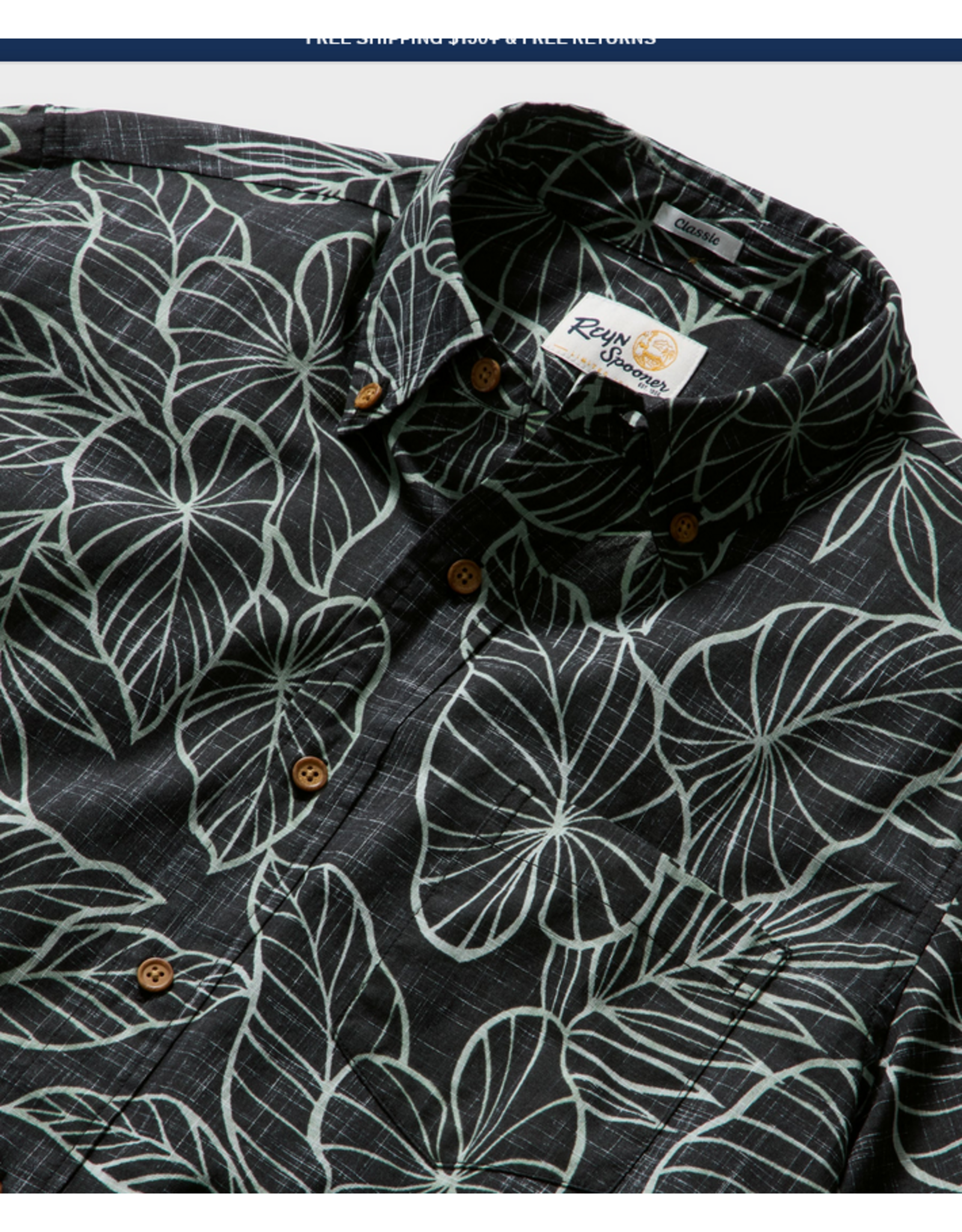Reyn Spooner Reyn M730112526 Kalo Leaf BF Charcoal