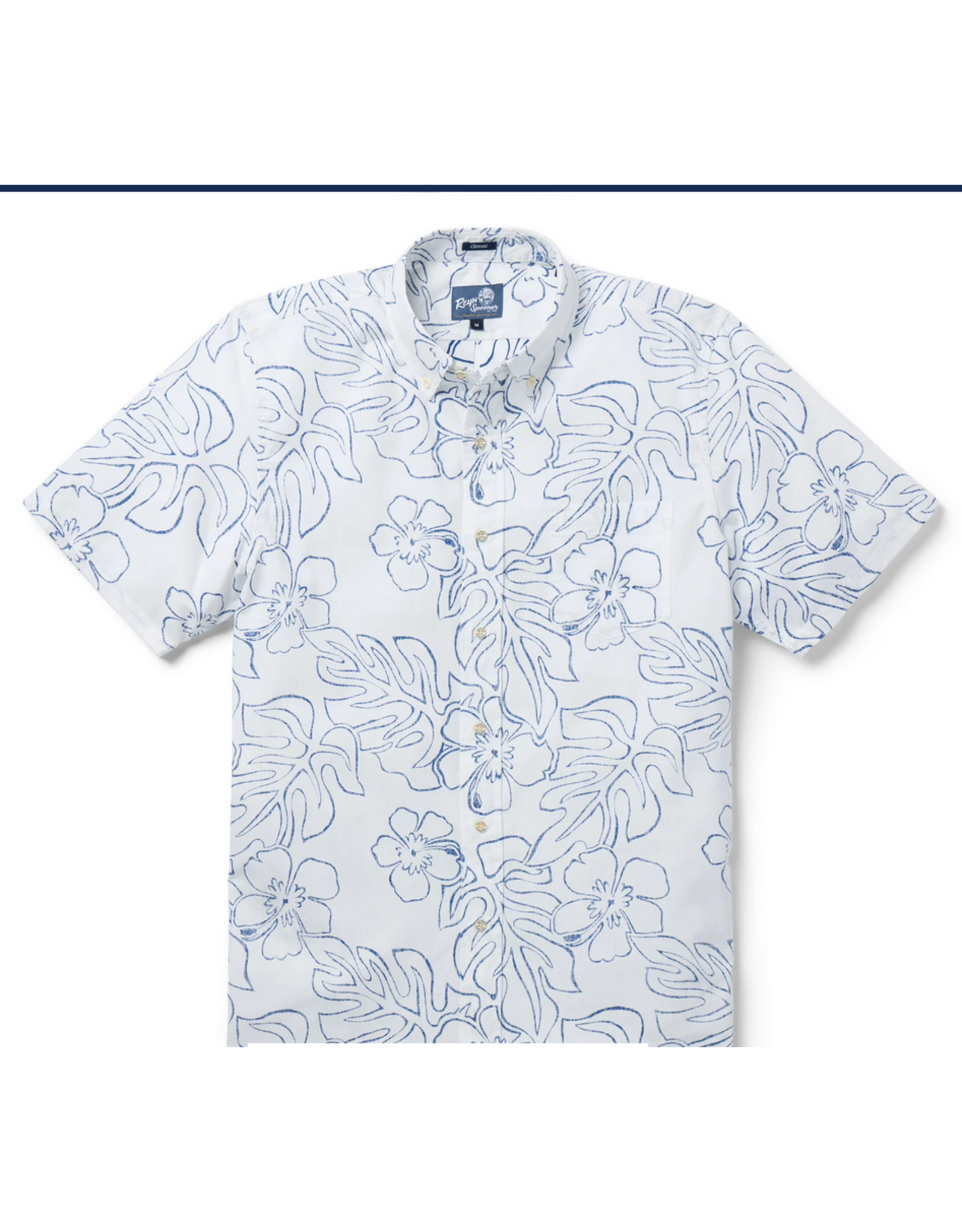 Reyn Spooner Reyn M587012526 Monstera Ink White Button Front