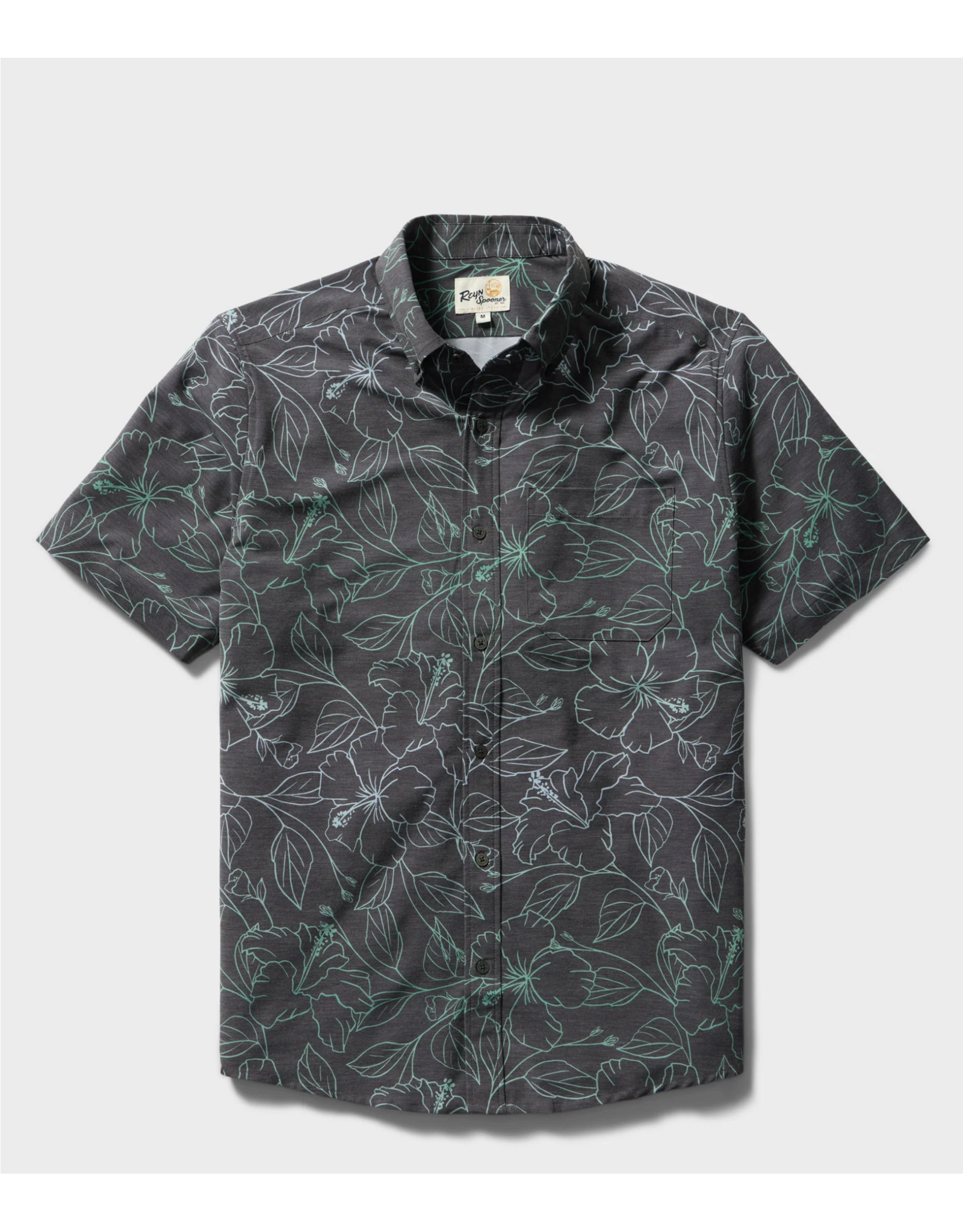 Reyn Spooner Reyn M689913325 Big Blooms Performance Button Front Black