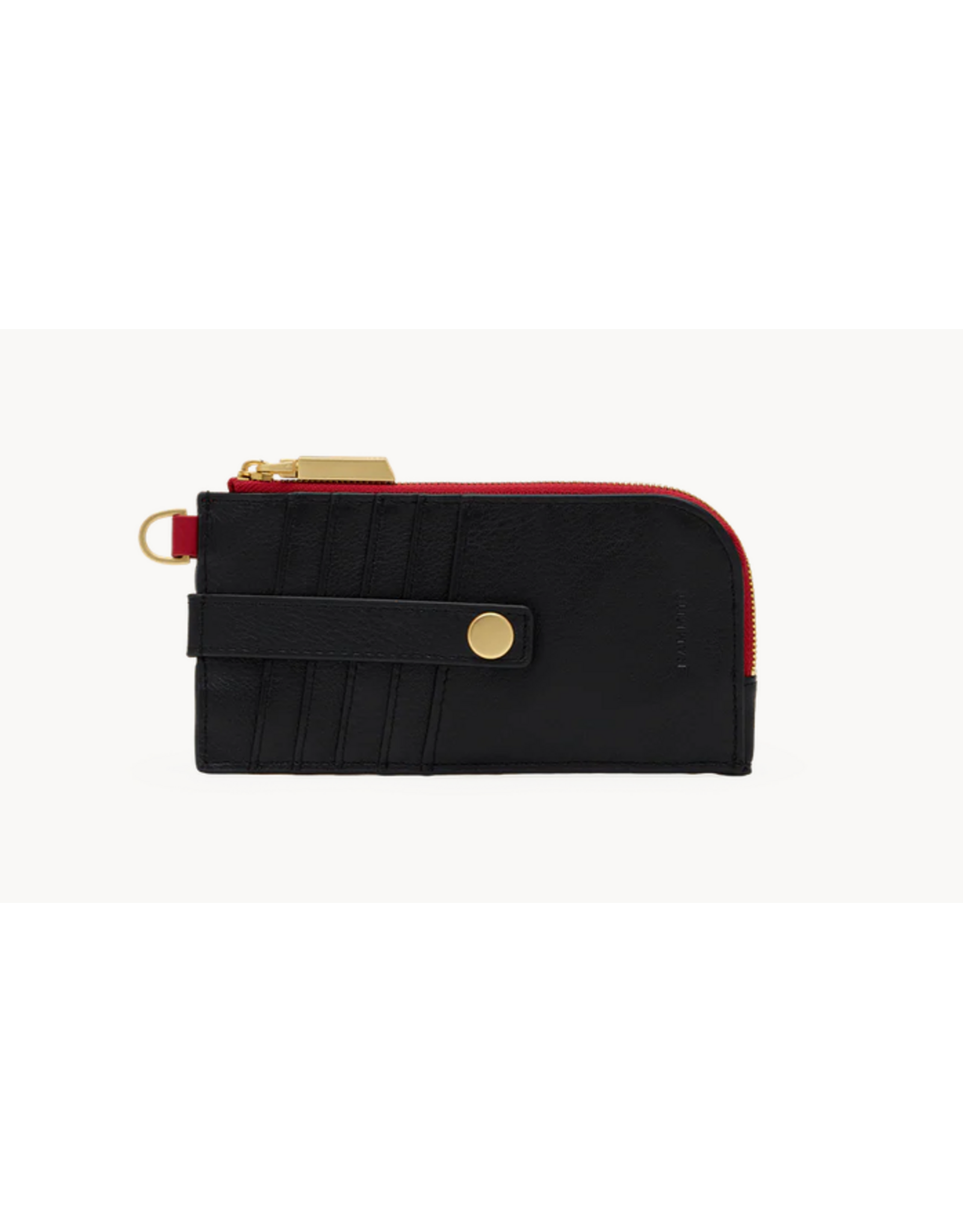 Hammitt Hammitt 19237 210 East Black Brushed Gold Red Zip Wallet