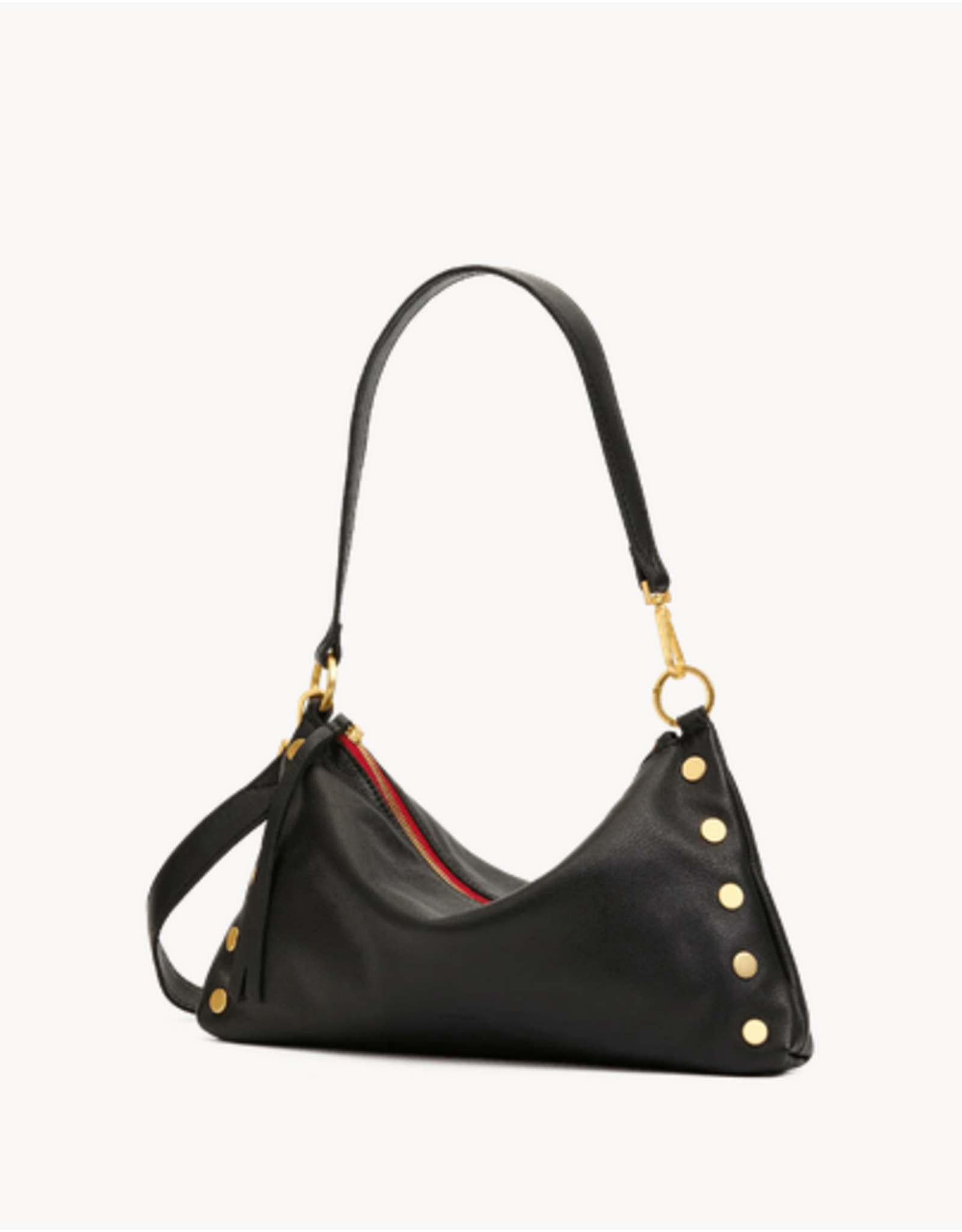 Hammitt Hammitt 18682 Kyle Med Black Brushed Gold Red Zip