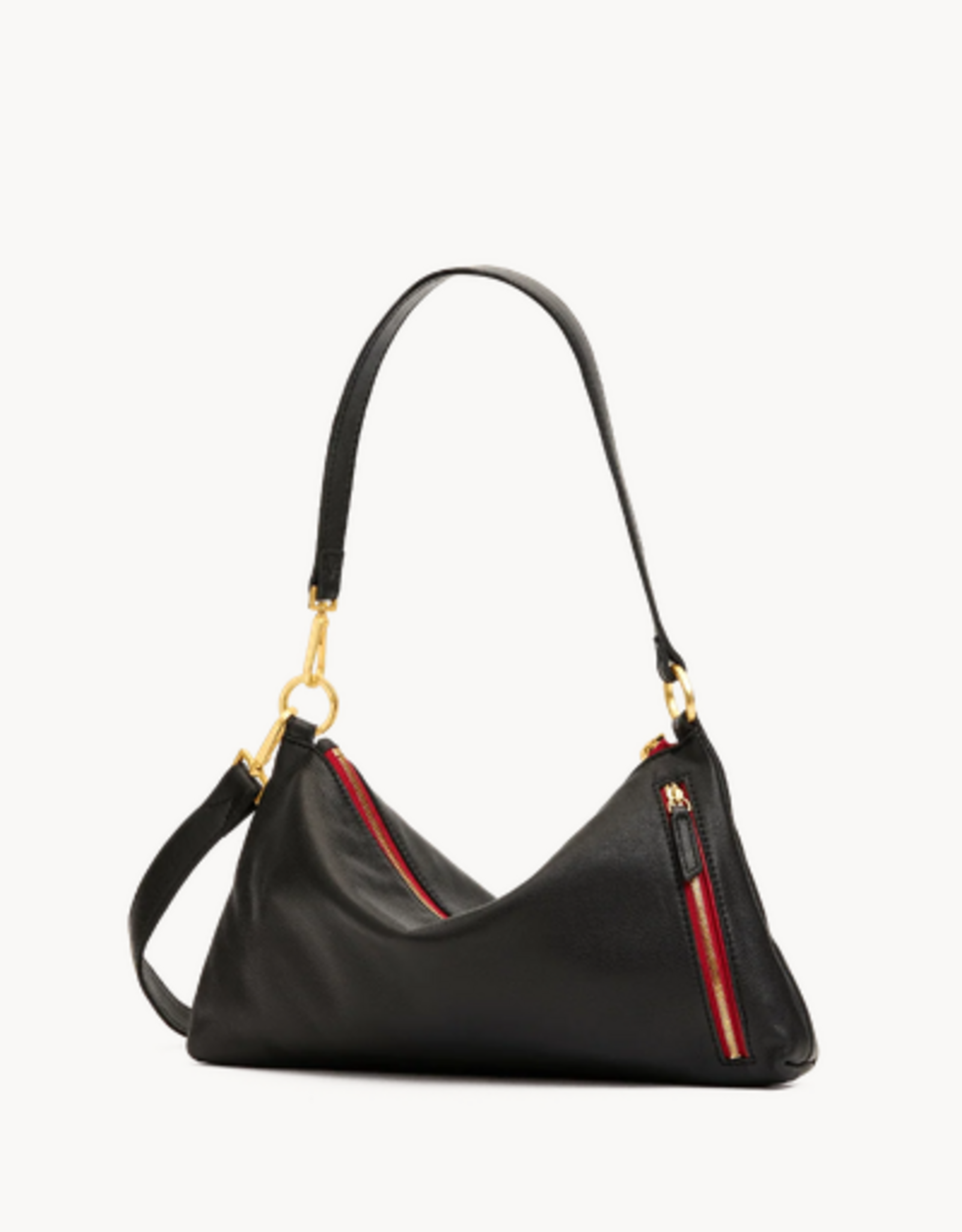 Hammitt Hammitt 18682 Kyle Med Black Brushed Gold Red Zip