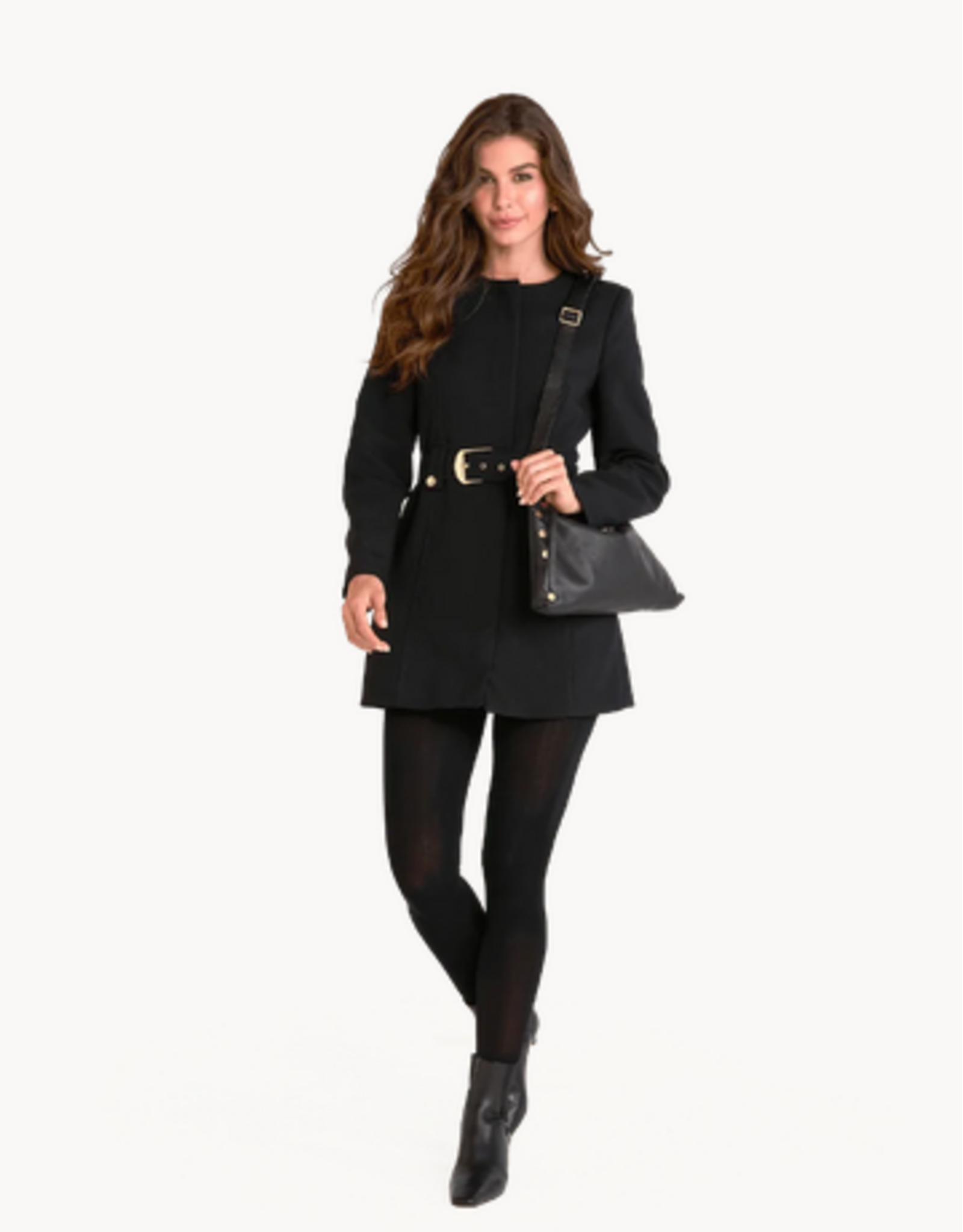 Hammitt Hammitt 18682 Kyle Med Black Brushed Gold Red Zip