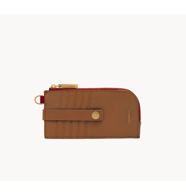 Hammitt Hammitt 19237 210 East Mahogany Pebble Brushed Gold Red Zip Wallet