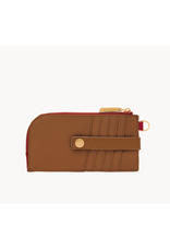 Hammitt Hammitt 19237 210 East Mahogany Pebble Brushed Gold Red Zip Wallet