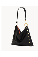 Hammitt Hammitt 18849 Kyle Lrg Black Brushed Gold Red Zipper Pebble
