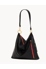 Hammitt Hammitt 18849 Kyle Lrg Black Brushed Gold Red Zipper Pebble