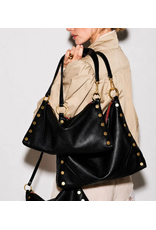 Hammitt Hammitt 18849 Kyle Lrg Black Brushed Gold Red Zipper Pebble