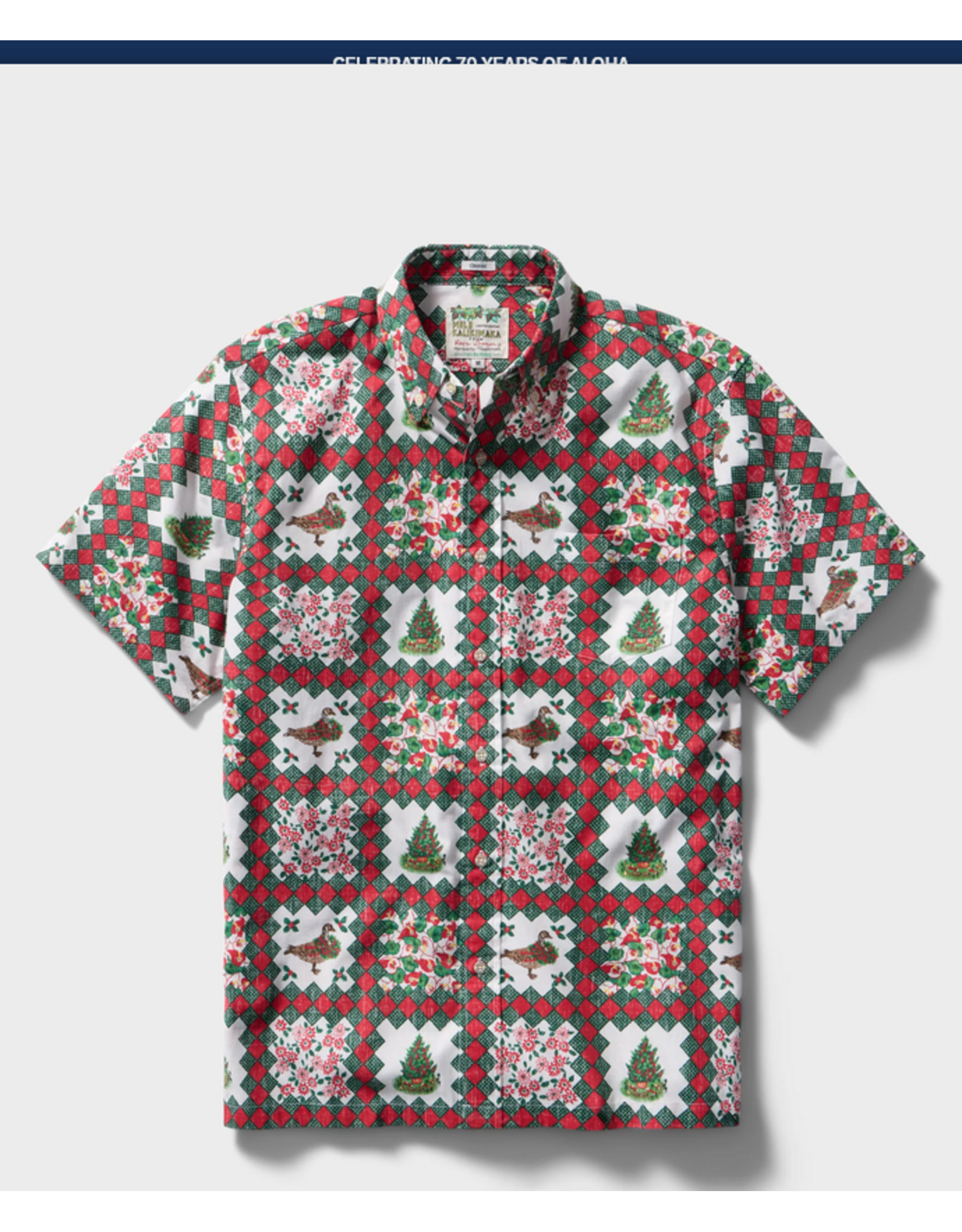 Reyn Spooner Reyn M730812526 Hawaiian Christmas 1983 BF Shirt White