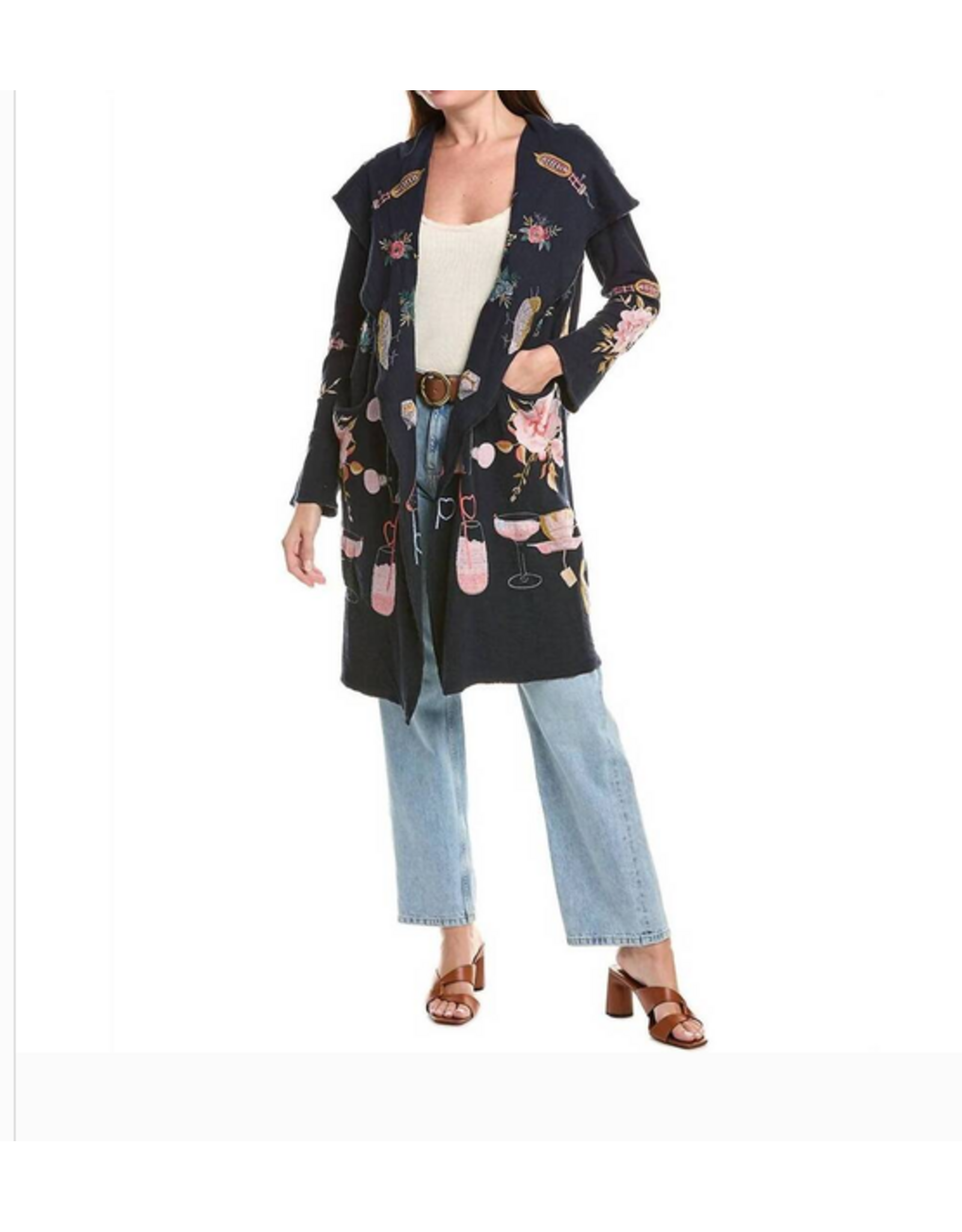 Johnny Was JWas B59125-5 BIYA Duster Bryn Lee Navy