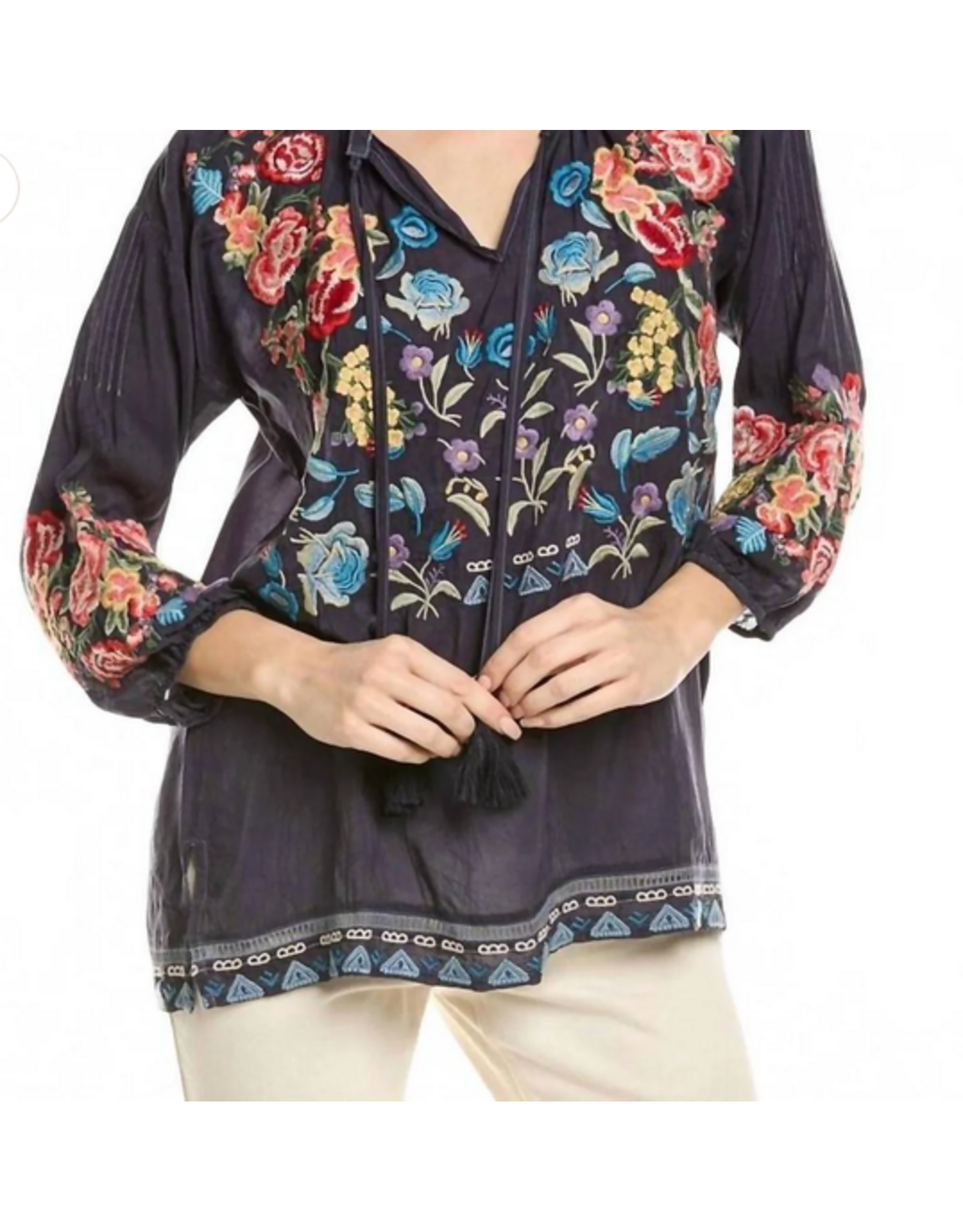Johnny Was JWas C16624-8 Zadonia Blouse Bruce Graphite