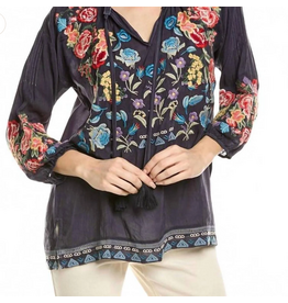 Johnny Was JWas C16624-8 Zadonia Blouse Bruce Graphite