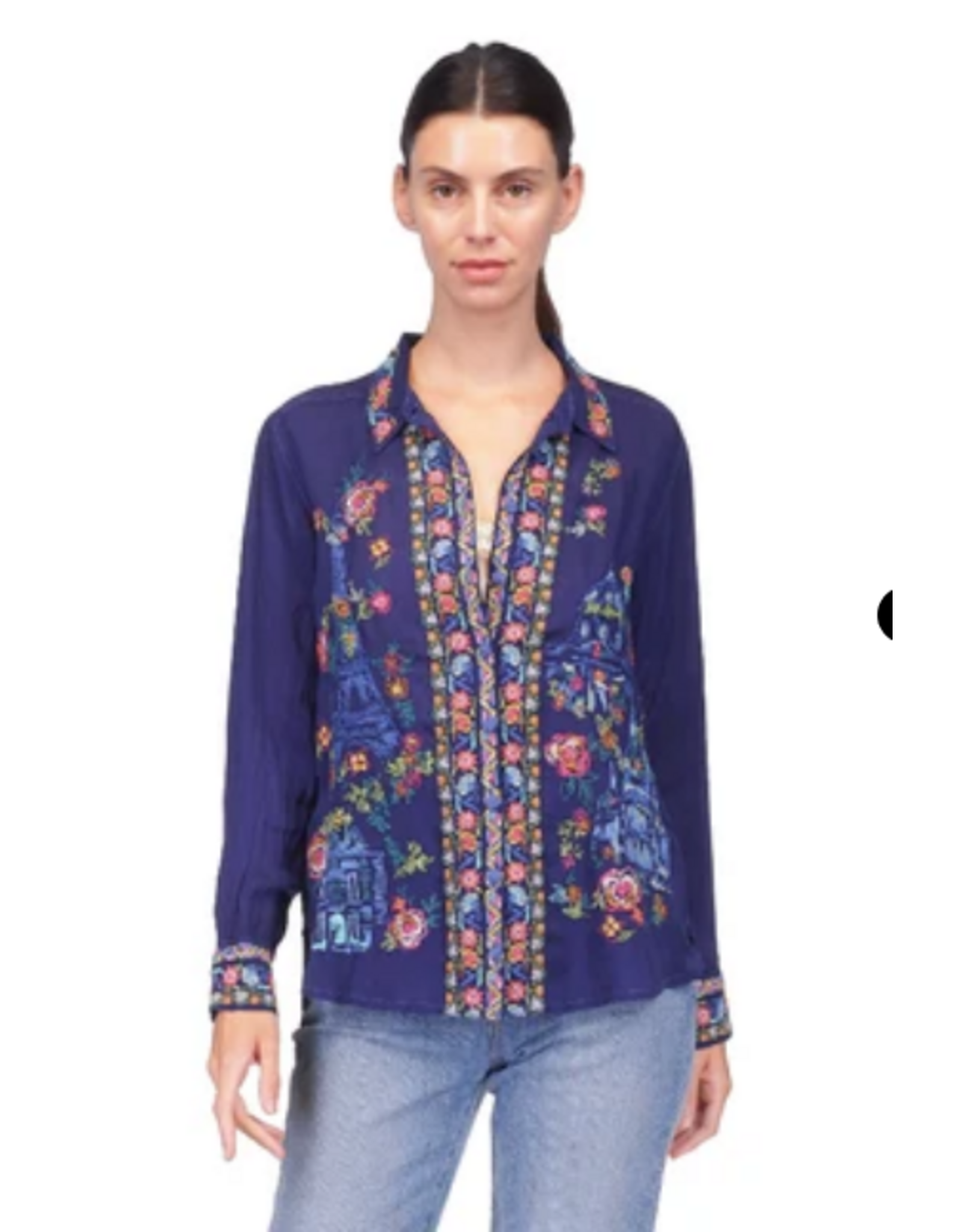 Johnny Was JWas C13125 Sydnee Shirt Blue Night