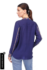 Johnny Was JWas C13125 Sydnee Shirt Blue Night