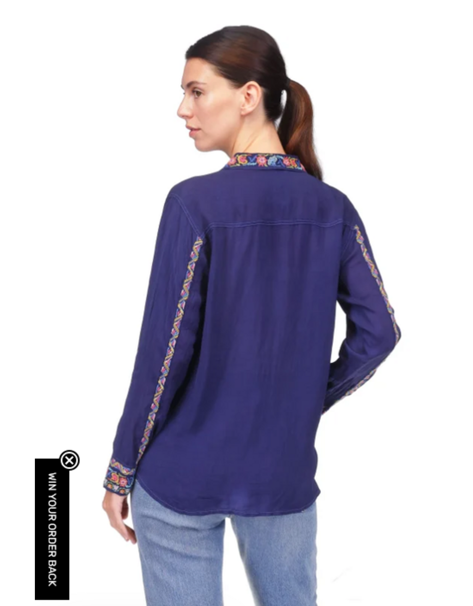 Johnny Was JWas C13125 Sydnee Shirt Blue Night