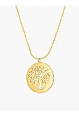 Rizen Rizen 390002GD Olive Tree Rooted Rope Gold Necklace