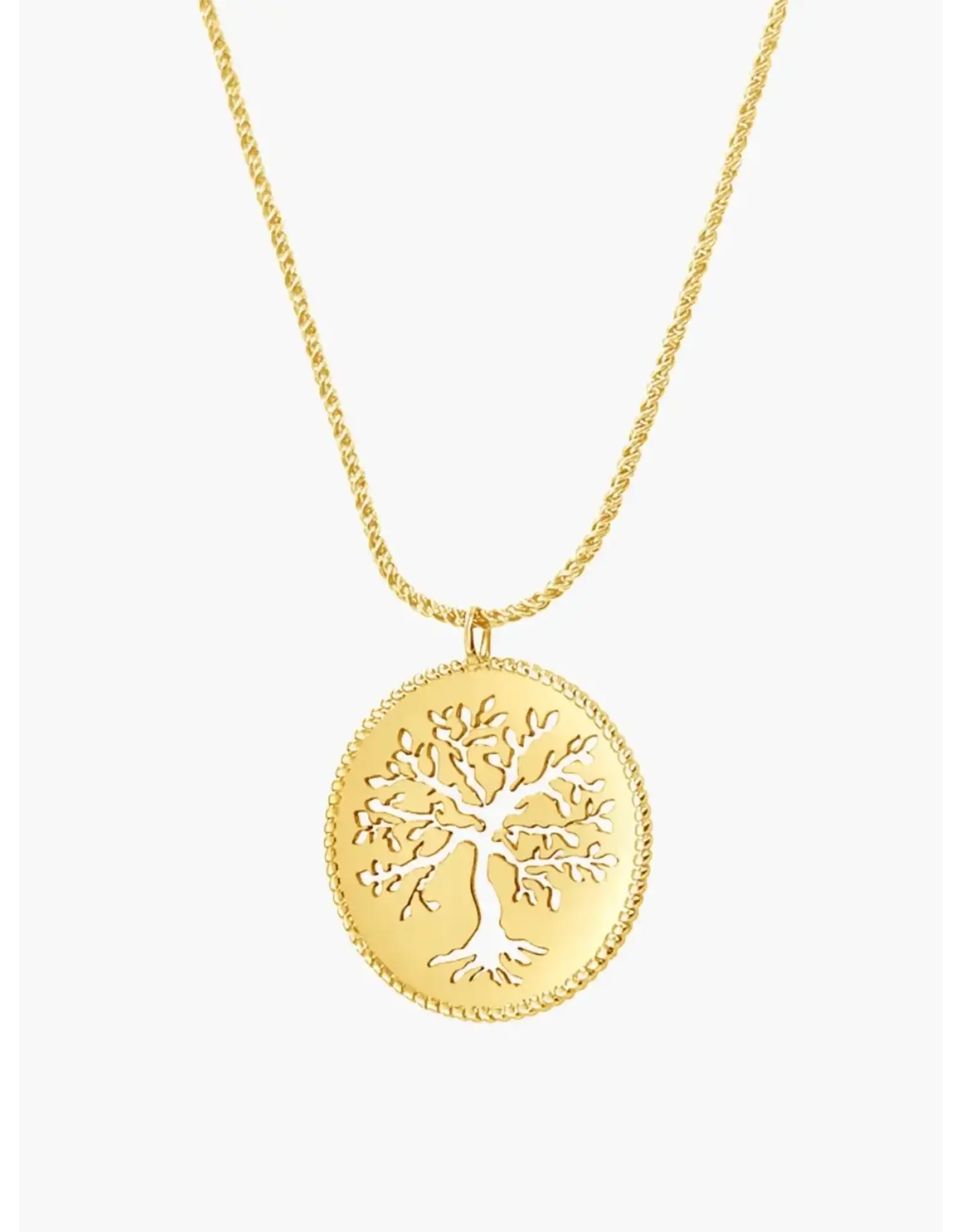 Rizen Rizen 390002GD Olive Tree Rooted Rope Gold Necklace