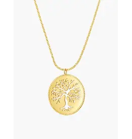 Rizen Rizen 390002GD Olive Tree Rooted Rope Gold Necklace