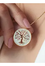 Rizen Rizen 390002GD Olive Tree Rooted Rope Gold Necklace