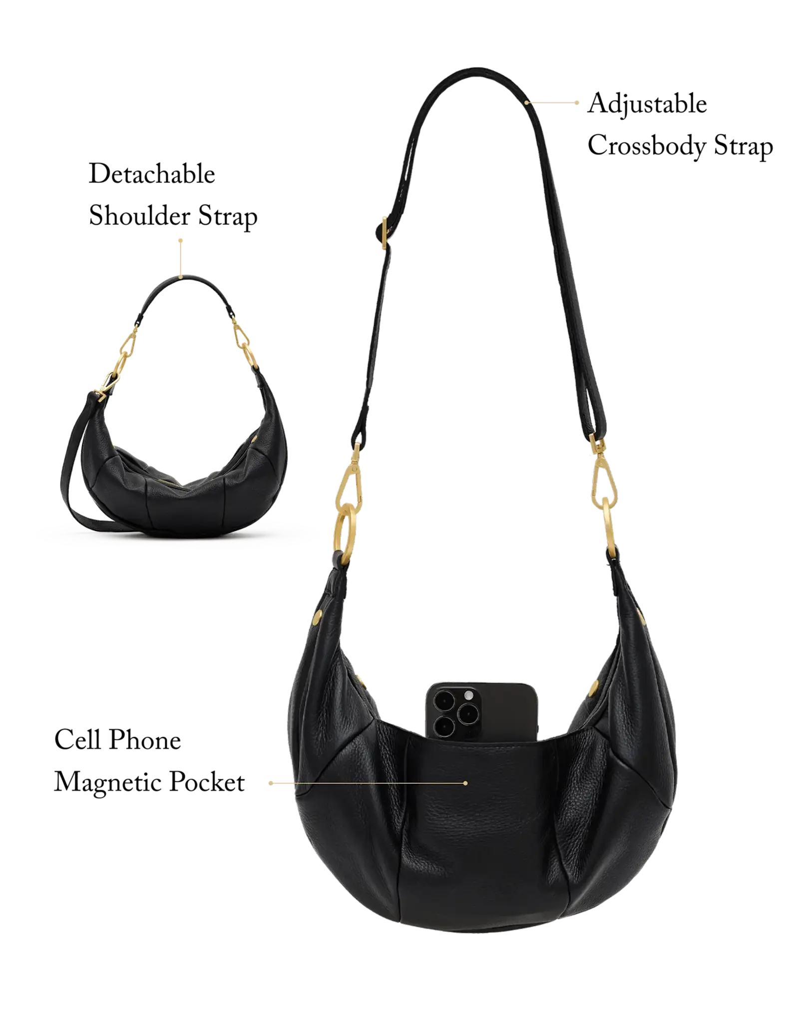 Hammitt Hammitt Erica Med Black Brushed Gold