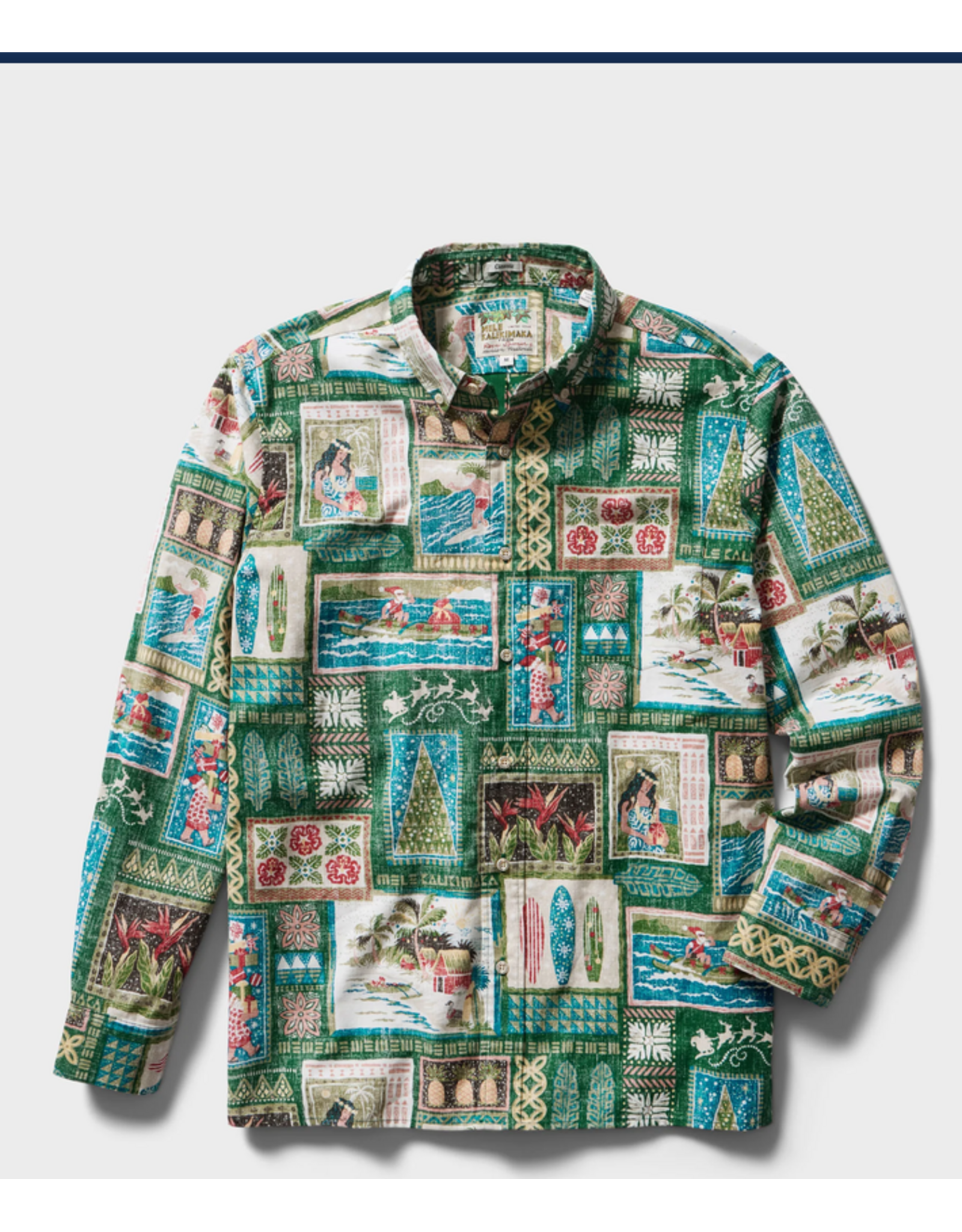 Reyn Spooner Reyn M733636526 Hawaiian Christmas Green 2026 Long Sleeve BF