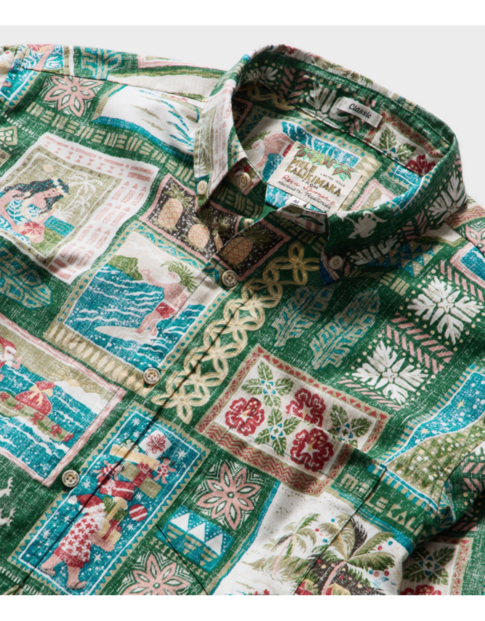 Reyn Spooner Reyn M733636526 Hawaiian Christmas Green 2026 Long Sleeve BF