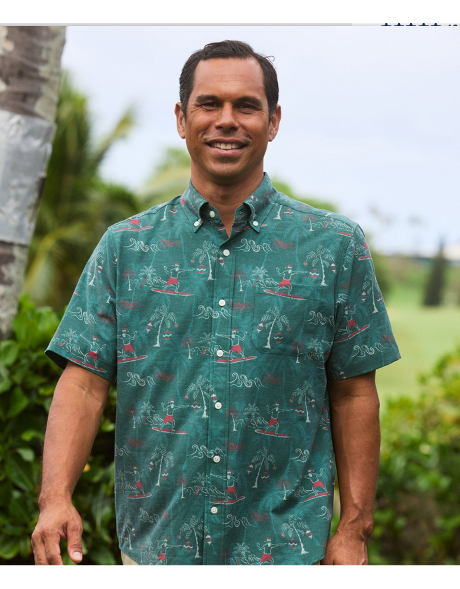 Reyn Spooner Reyn M736313326 Surfin Santa Performance Core Pine BF