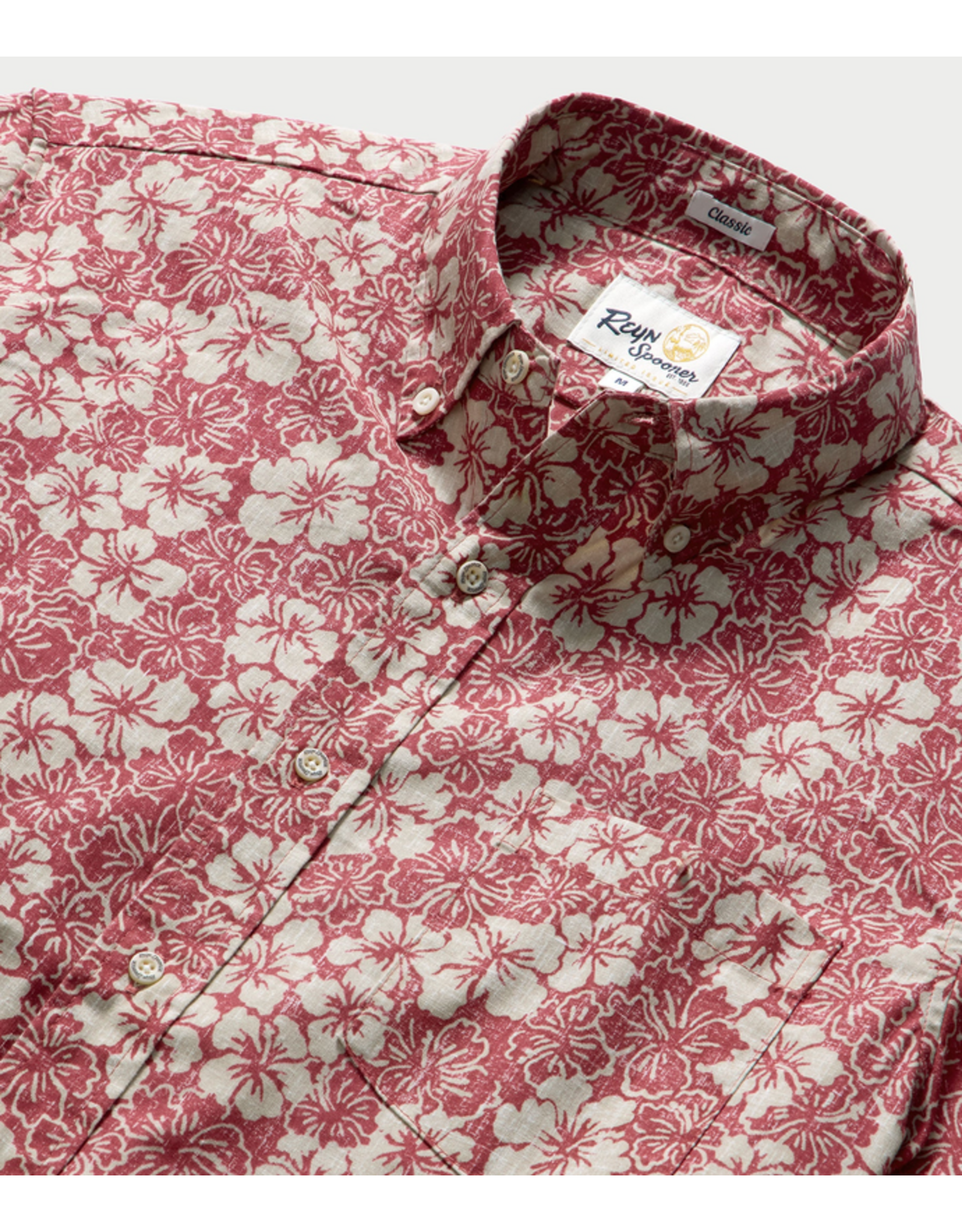 Reyn Spooner Reyn M629912524 Biscus Bounty Button Front 0359 Earth Red