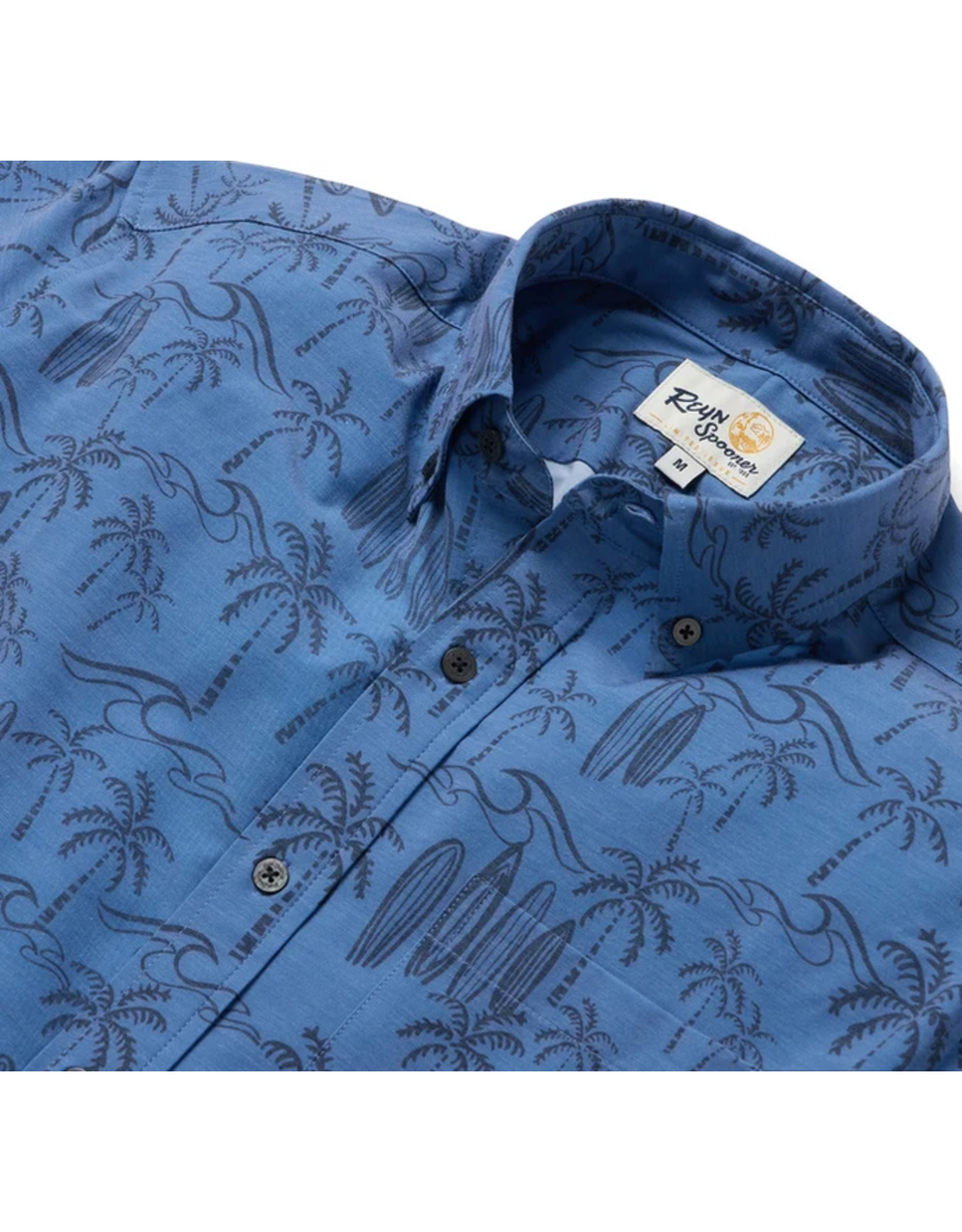 Reyn Spooner Reyn M704513326 Surf Break Performance Button Front Moonlight Blue