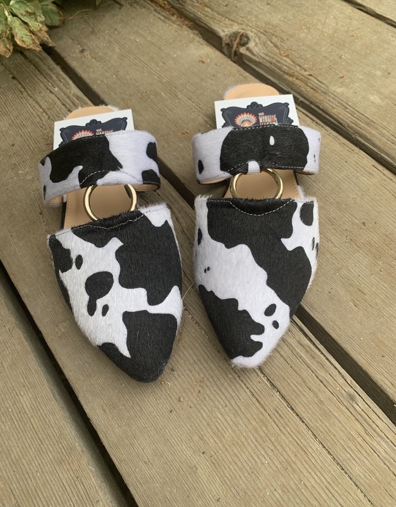 cow print mules