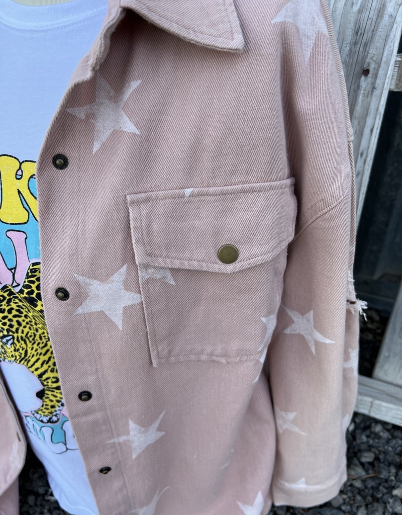 Wandering Wagon Dusty pink star print jacket  H14397