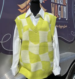Wandering Wagon Lime green check sweater vest  22G150