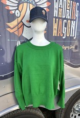 Wandering Wagon Kelly green basic relaxed sweater  JS091
