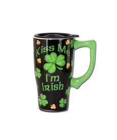 Kiss Me I'm Irish ( Ceramic Travel Mug )