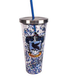 Ravenclaw  Glitter Glass With Straw ( Harry Potter )