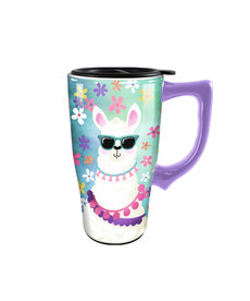 Ilama ( Ceramic Travel Mug ) Flowers