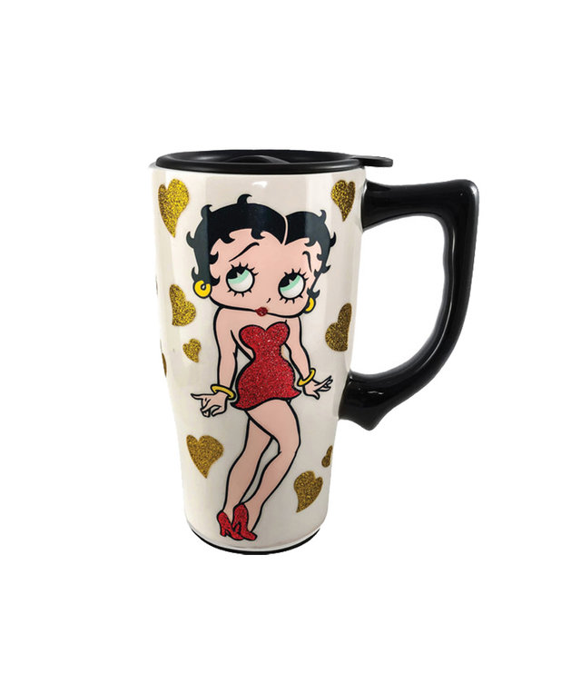 Betty Boop ( Ceramic Travel Mug ) Gold Hearts
