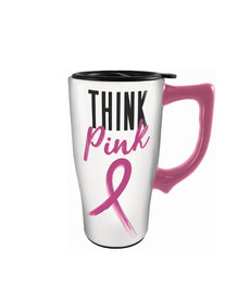 Think Pink ( Ceramic Travel Mug )