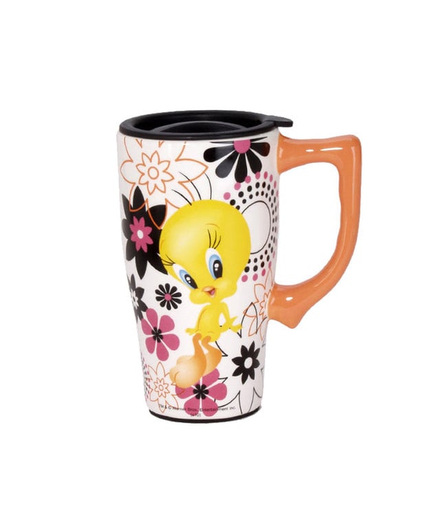 Looney Tunes ( Ceramic Travel Mug ) Tweety Flowers