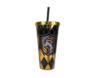 Spoontiques - Harry Potter Tumbler - Glasses Glitter Cup with Straw - 20 oz  - Acrylic - Gold