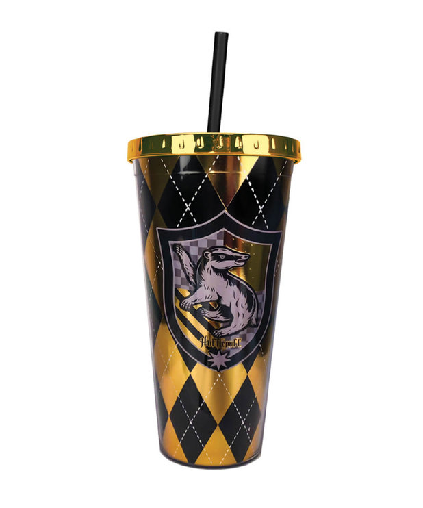 Hufflepuff Acrylic Glass with Straw ( Harry Potter ) Tiles