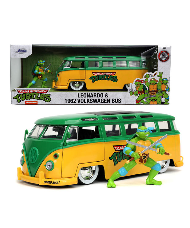 Teenage Mutant Ninja Turtles ( Voiture De Collection En Métal 1:24 ) Leonardo & 1962 Volkswagen Bus